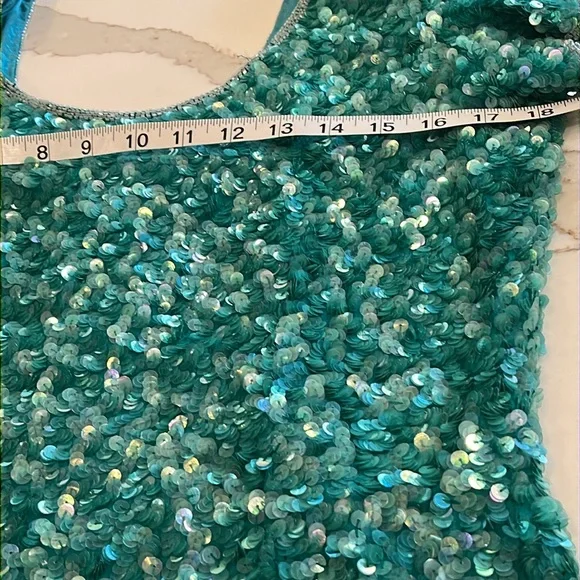 Nipon Night Show stopper Party Sequined Dress in gorgeous aqua color. Sz 8 Lined - Picture 8 of 15